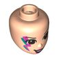 Minidoll Head Dark Brown Eyes, Magenta/Dark Turquoise Lightning Bolt print