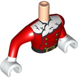 LEGO part 92815c02pr0002 Minidoll Torso Man with Santa Suit print, White Arms and Hands in Light Nougat