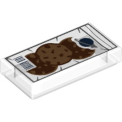 LEGO part 3069bpr0357 Tile 1 x 2 with NASA-logo, Cookies print in Transparent/ Trans-Clear
