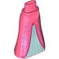 Minidoll Hips and Full Length Skirt with Glitter-Pink Decorations, White Under-Dress, Dark Pink Trim
