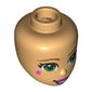 Minidoll Head, Green Eyes, Bright Pink Lips and Stars print