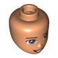 Minidoll Head, Bright Light Blue Eyes, Open Mouth Smile