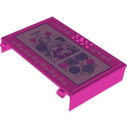 LEGO part 1517pr0002 Plate Special Book 11 x 16 with 2 x 4 Studs on 1 Edge, Hole with 'Isabella', Gil on Bright Pink Background print in Bright Purple/ Dark Pink