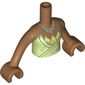 Minidoll Torso Girl with Yellowish Green Dress, Yellow Leaves, Medium Azure Necklace print, Medium Nougat Arms and Hands