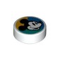 Tile Round 1 x 1 with Mickey Mouse on Dark Turquoise/Blue/Bright Light Orange Background print