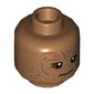 Minifig Head Weequay Guard, Reddish Brown Around Eyes, Cheek Lines, and Wrinkles, Three Braided Ponytails Print