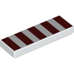 LEGO part 63864pr0043 Tile 1 x 3 with Dark Red Squares print in White