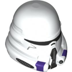 LEGO part 15308pr0374 Minifig Helmet Airborne Clone Trooper with Dark Purple Details Print in White