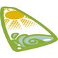 Sail, Triangular, with Lime Border, Wave, and Sun Print