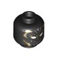 Minifig Head Black Panther (Shuri), White Eyes, Light Bluish Grey and Yellow Markings print