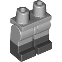 LEGO part 21019c00pat004 Legs and Hips with Black Boots Pattern in Medium Stone Grey/ Light Bluish Gray