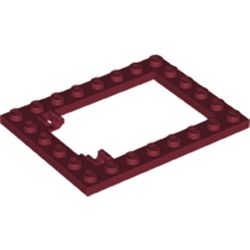LEGO part 92107 Plate Special 6 x 8 Trap Door Frame Horizontal [Long Pin Holders] in Dark Red