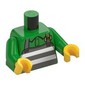 Torso Shirt, Apron with Prison Stripes Print, Bright Green Arms, Yellow Hands