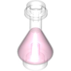 LEGO part 93549pat0007 Equipment Bottle / Erlenmeyer Flask with Dark-Pink Fluid Pattern in Transparent/ Trans-Clear