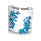 Panel 4 x 4 x 6 Quarter Cylinder with Dark Turquoise/Purple/Lavender Vines, Flowers print