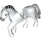 Animal, Horse with Raised Leg, Moveable Head, Black and Light Bluish Gray Striped Roached Mane, Light Bluish Gray Nose and Tail