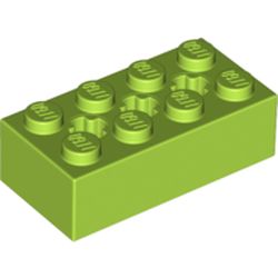 LEGO part 39789 Brick Special 2 x 4 with 3 Axle Holes in Bright Yellowish Green/ Lime