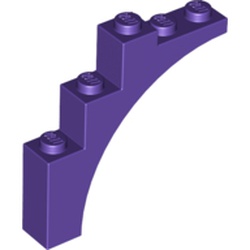 LEGO part 14395 Brick Arch 1 x 5 x 4 [Continuous Bow, Raised Underside Cross Supports] in Medium Lilac/ Dark Purple