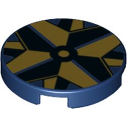LEGO part 14769pr1237 Tile Round 2 x 2 with Dark Blue/Dark Tan Compass Center print in Earth Blue/ Dark Blue