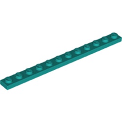 LEGO part 60479 Plate 1 x 12 in Bright Bluish Green/ Dark Turquoise