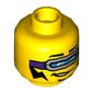 Minifig Head, Silver and Dark Purple Visor, Black Lightning Bolt Sideburns, Smirk Print