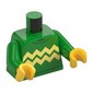 Torso Sweater with 2 Bright Light Yellow Zigzag Stripes Print, Bright Green Arms, Yellow Hands