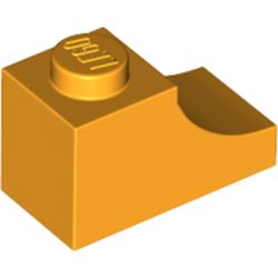 LEGO part 78666 Brick Curved 2 x 1 with Inverted Cutout in Flame Yellowish Orange/ Bright Light Orange