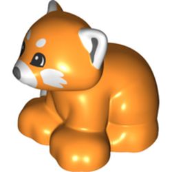 LEGO part 81464pr0001 Duplo Animal Red Panda with White Ears, Muzzle, and Cheeks Print in Bright Orange/ Orange