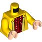 Torso Jacket, Open over Red Hawaiian Shirt and Tie Print, Yellow Arms, Light Nougat Hands