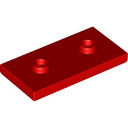 LEGO part 65509 Plate Special 2 x 4 with Groove and Two Center Studs (Jumper) in Bright Red/ Red
