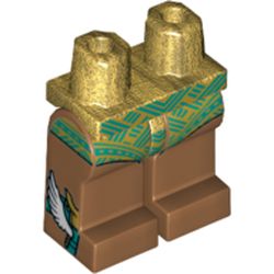 LEGO part 970c23pr2348 Hips and Medium Nougat Legs, Dark Turquoise Decorations, Wings on Feet print in Warm Gold/ Pearl Gold