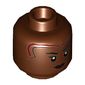 Minifig Head Okoye, Dark Red and Dark Brown Markings, Dark Brown Lips, Angry, Stern print