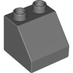 LEGO part 6474 Duplo Brick 2 x 2 Slope 45° in Dark Stone Grey / Dark Bluish Gray