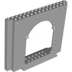 LEGO part 10015626 WALL 4X16X10 W/ GATE in Medium Stone Grey/ Light Bluish Gray