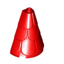 LEGO part 35563 Tower Roof 2 x 4 x 4 Half Cone Shaped with Roof Tiles in Bright Red/ Red