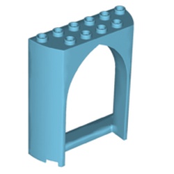 LEGO part 35565 Panel 2 x 6 x 6 with Gothic Arch in Medium Azure