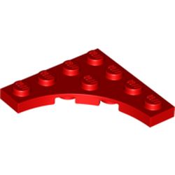 LEGO part 35044 Plate Special 4 x 4 with Curved Cutout in Bright Red/ Red