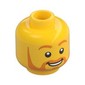 Minifig Head, Orange Eyebrows and Beard, Smile / Big Smile with Raised Right Eyebrow Print