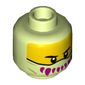 Minifig Head, Yellow Face, Facemask with Magenta Fanged Teeth Print
