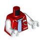 Torso Letterman Jacket, Zipper Pockets, White 'M', Medium Blue Shirt print, White Arms and Hands