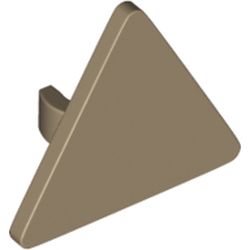 LEGO part 65676 Road Sign Clip-on 2.2 x 2.667 Triangular with Open O Clip in Sand Yellow/ Dark Tan