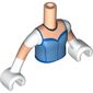 Minidoll Torso Girl, with Medium Blue Dress, Blue Trim, Light Nougat arms, White Hands