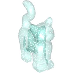 LEGO part 13786 Animal, Cat, Standing New Style [Plain] in Transparent Light Blue with Glitter/ Glitter Trans-Light Blue