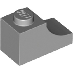 LEGO part 78666 Brick Curved 2 x 1 with Inverted Cutout in Medium Stone Grey/ Light Bluish Gray