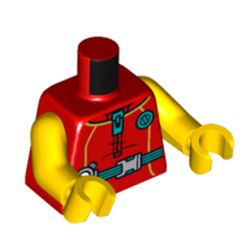 LEGO part 973c01h01pr6080 MINI UPPER PART, NO. 6080 in Bright Red/ Red
