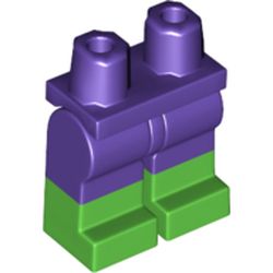 LEGO part 21019c00pat017 Legs and Hips with Bright Green Boots Pattern in Medium Lilac/ Dark Purple