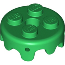 LEGO part 65700 Plate Special Round 2 x 2 with Melting Drops on Sides in Dark Green/ Green