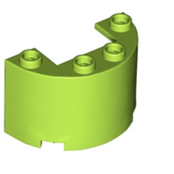 LEGO part 24593 Cylinder Half 2 x 4 x 2 with 1 x 2 Cutout in Bright Yellowish Green/ Lime