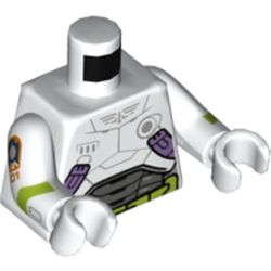 LEGO part 973c27h27pr0003 Torso Spacesuit, Dark Bluish Gray Panels, Lime Utility Belt Print, (Izzy Hawthorne) White Arms and Hands with Lime Stripe and Control Panels Print in White