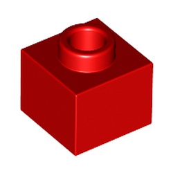 LEGO part 86996 Plate 1 x 1 x 2/3 with Hole in Stud in Bright Red/ Red